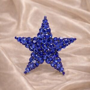 Star Royal Blue Crystal Brooch